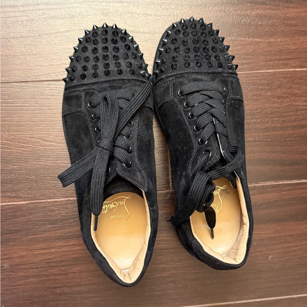 Christian Louboutin Black Suede Spiked Sneakers